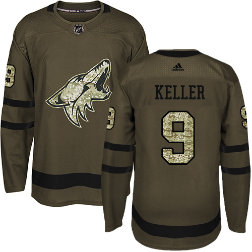 Adidas Coyotes #9 Clayton Keller Green Salute to Service Stitched Youth NHL Jersey